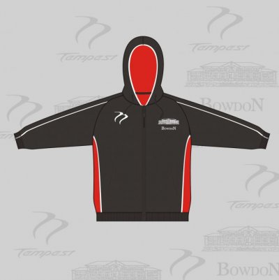 Bowdon HC X Tec Style Men's Full Zip Black Red White Hooded Sweatshirt Red Hood