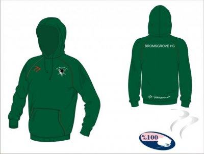 Bromsgrove HC Unisex Green With Red Piping Hooded Sweatshirt