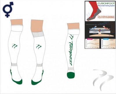 Tempest Unisex Xpression Style White Green Socks
