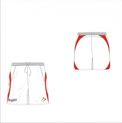 DMU HC Men's X Tec Style White Red With White Piping Playing Short