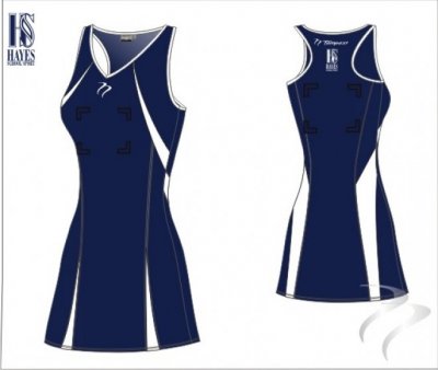 Hayes School Women's Bio Tec  Style Navy White Netball Dresses