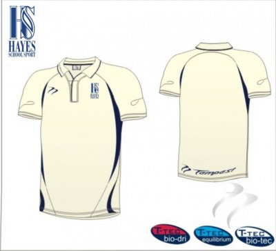 Hayes School Men's Cream Navy Cricket Shirt