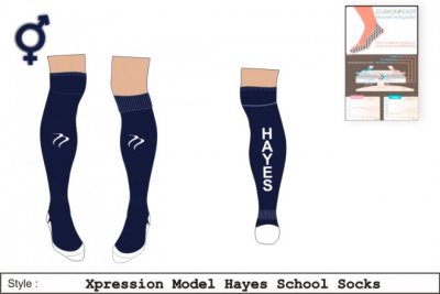 Hayes School Unisex Xpression Style Navy White Socks