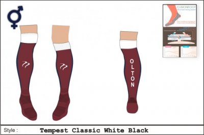 Olton & WW HC Unisex Classic Style Maroon White Navy Socks