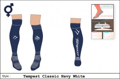 Tempest Unisex Classic Style Navy White Socks