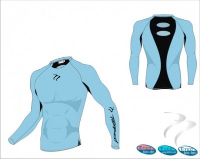 Tempest Bio Tec Unisex Light Blue Black Long Sleeve Undershirt