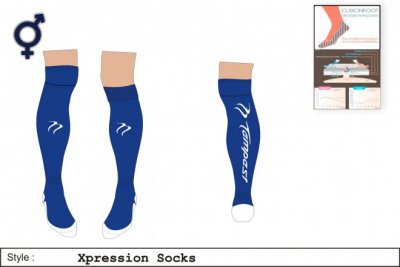 Tempest Unisex Xpression Style Royal White Socks