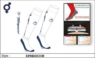 Tempest Unisex Xpression Style White Navy Socks