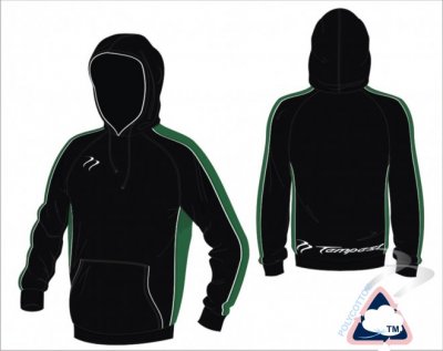 X Tec Style Unisex Black Green White Hooded Sweatshirt