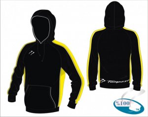 England Hockey Umpire X Tec Style Unisex Black Yellow White Hooded Sweatshirt