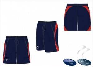 X Tec Style Men's Navy Red With White Piping Playing Short