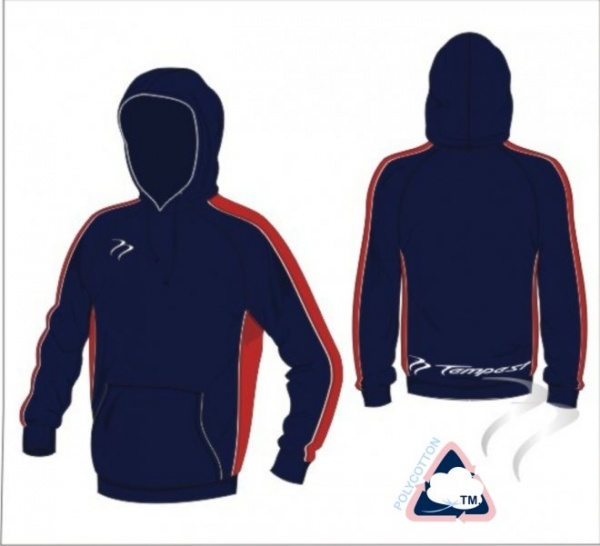 X Tec Style Unisex Navy Red White Hooded Sweatshirt