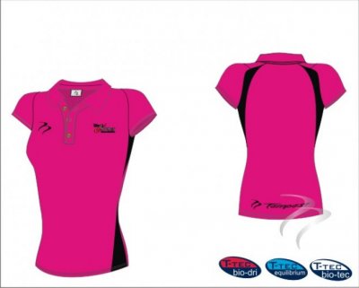 West Panel Hockey Umpires Style Women's Pink Black Polo Shirt