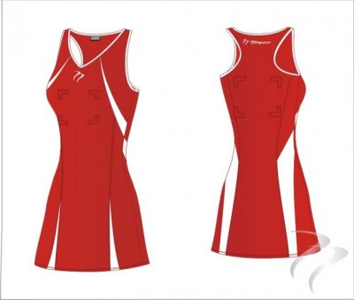 Ipswich Ladies NC Bio Tec Red White Women's Netball Dress